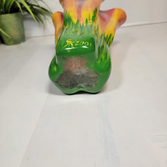 MCM Glass Vase, Handkerchief Style, Ruffle Top Hand Painted  Spring Decor - Picture 6 of 6